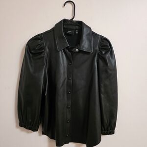 Vero Moda Black Leather-Look Shirt
